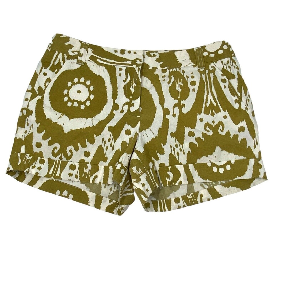J. Crew Women’s Size 4 Shorts Cuff Bottom Boho Pattern Flat Front Casual Preppy